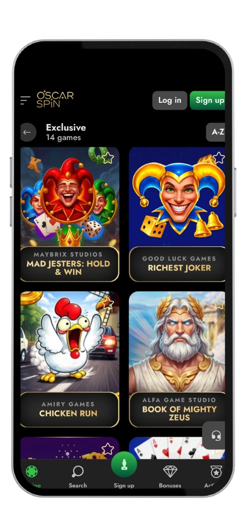 Oscar Spin casinò applicazione